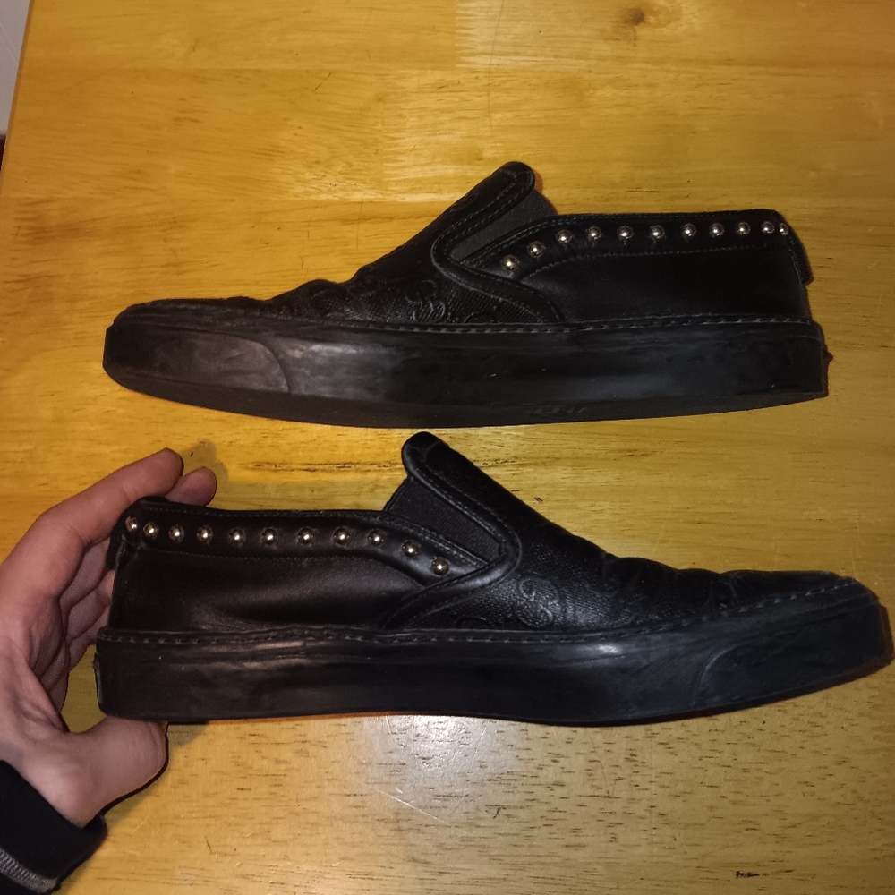Gucci GG Monogram Leather Studded Loafers Size 36 - Picture 4 of 7